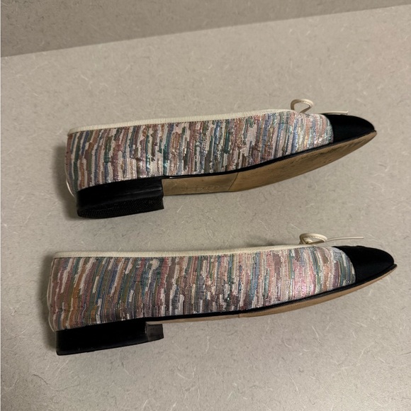 Womens Auth Chanel Multicolor Bow Tie Ballet Ballerina Flat, Size 38.5 - Picture 4 of 16